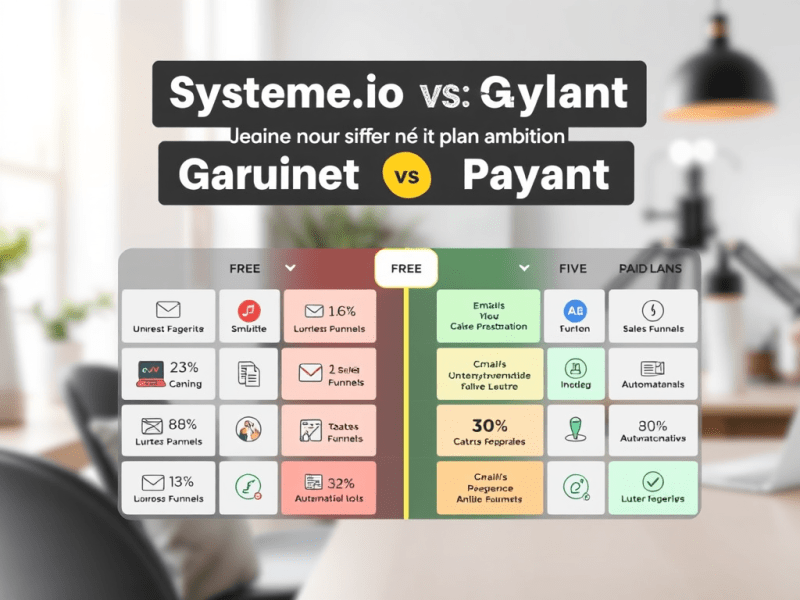 Systeme.io Gratuit vs Payant : Le Guide pour choisir le plan adapté à votre&nbsp;ambition